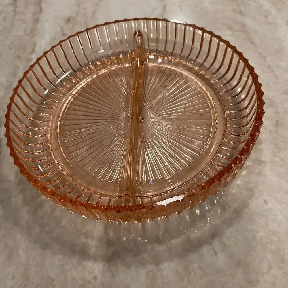Anchor Hocking Queen Mary Pink divided relish tray